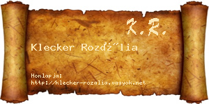 Klecker Rozália névjegykártya